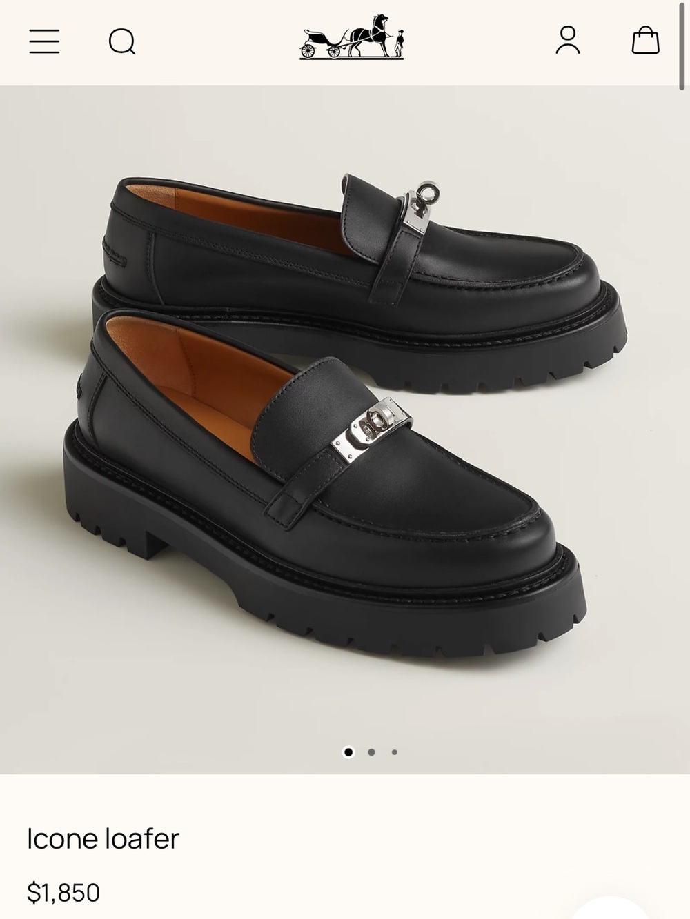 Hermes Icone Loafer. Black. Size 38